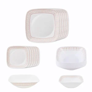 Corelle Gold Collection Golden Infinity Square Round 21 Pcs Dinner Set