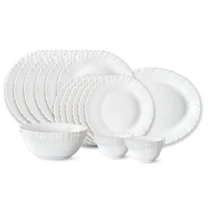 Larah by Borosil, Snow Dinner Set, 21 pc