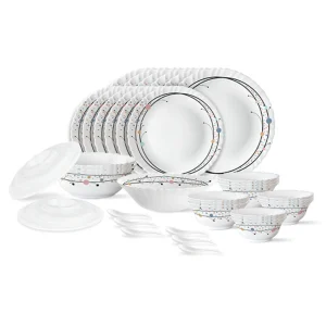 Larah by Borosil, Swirl Dinner Set, 35 pc