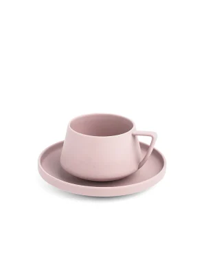 Vola Vogue Elevated Fine Porcelain Cup & Saucer Set of 4 – Elevated Base Design for Tea & Coffee