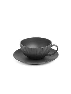 Vola Vogue Coupe Fine Porcelain Cup & Saucer Set of 4 – Sleek Contemporary Design for Tea & Coffee