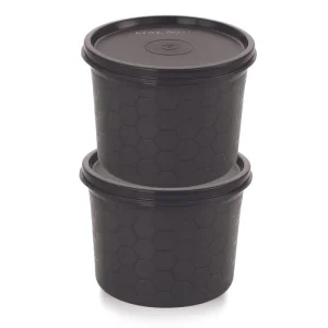 Magnus Microwave Safe Stainless-Steel Easy Lock Kitchen Food Storage Containers with Lid (Set of 2) 550ML Each - Black