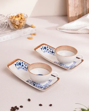 Vola Pixel Cup & Cookie Delight Set – Elegant Fine Porcelain Mug with Cookie Plate