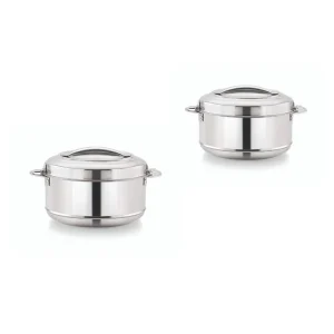 Magnus Rio Hot & Cold Double Walled Stainless Steel Casserole with Lid | Set of 2 (1000 ml Each)