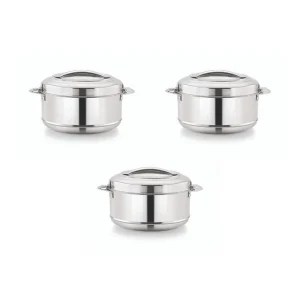 Magnus Rio Hot & Cold Double Walled Stainless Steel Casserole with Lid | Set of 3 (1000 ml Each)