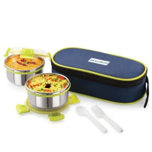 Magnus Avanza 3 Stainless Steel Lunch Box Set | 1050ml | Leakproof Tiffin with Bag | Ideal for Office, School, Men, Women, Kids| Air-Tight Food Carrier