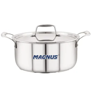 Magnus Triply Stainless Steel Casserole with Stainless Steel Lid and Induction Bottom, 22 cm