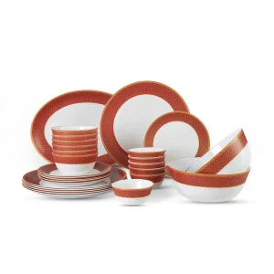 Cello Solitaire Opalware Dinner Set, Ruby