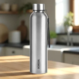 Borosil Laguna SS Bottle, Grey, 1 L