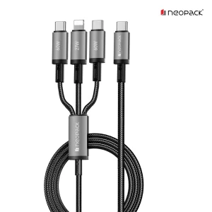 Neopack Titan Link 3 IN 1 Durable Nylon Braided Cable for Apple and USB-C devices (1.2M, Black)
