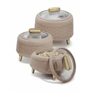 Jaypee Kingston Klass Casserole Set of 3 – Insulated Stainless Steel Inner Hot Pots with Glass Lids