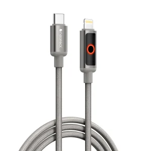 Neopack 30W USB-C to Lightning Connector Smart Auto-off LCD Display Cable 1.5M Compatible with iPhone, Macbooks, iPad and More (Grey)
