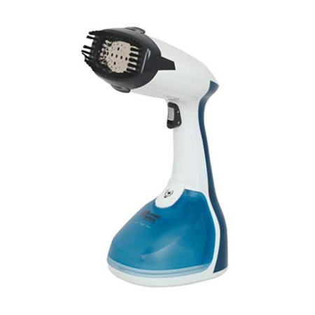 Russell Hobbs RGS1500 HANDY 1500W Garment Steamer | 260ml Detachable Tank | 26g Steam, Auto Shut-Off | Portable Travel Steam Iron | Kills 99.9% Bacteria | Brush Attachment | 2-Year Warranty (Silver)