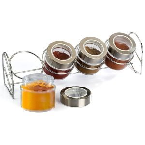 AGARO Elegant Glass Spice Jar Pack of 4 With Stand-34059