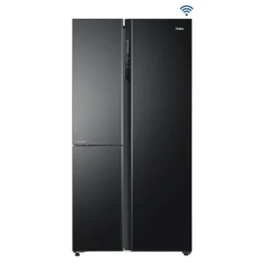 Haier 598 Litres 3 Star 3-Door Side By Side Inverter Refrigerator | Vogue Series | Magic Cooling & Convertible | Expert Inverter ("HRT-683KGU1", Black Glass)