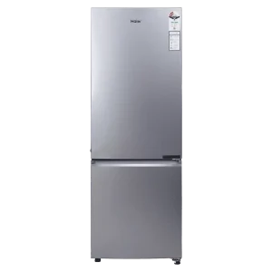Haier 237 Litres 2 Star Double Door Frost Free Inverter Refrigerator | Bottom Mounted | 8 in 1 Convertible | Jhukna Mat & Turbo Icing ("HRB 2872-BMS-P", Moon Silver)