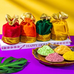 Gopal (Pack of 4) Potli  Go Natural Holi Gulal – Plant-Based, Premium Quality & Non-Toxic (80g each)